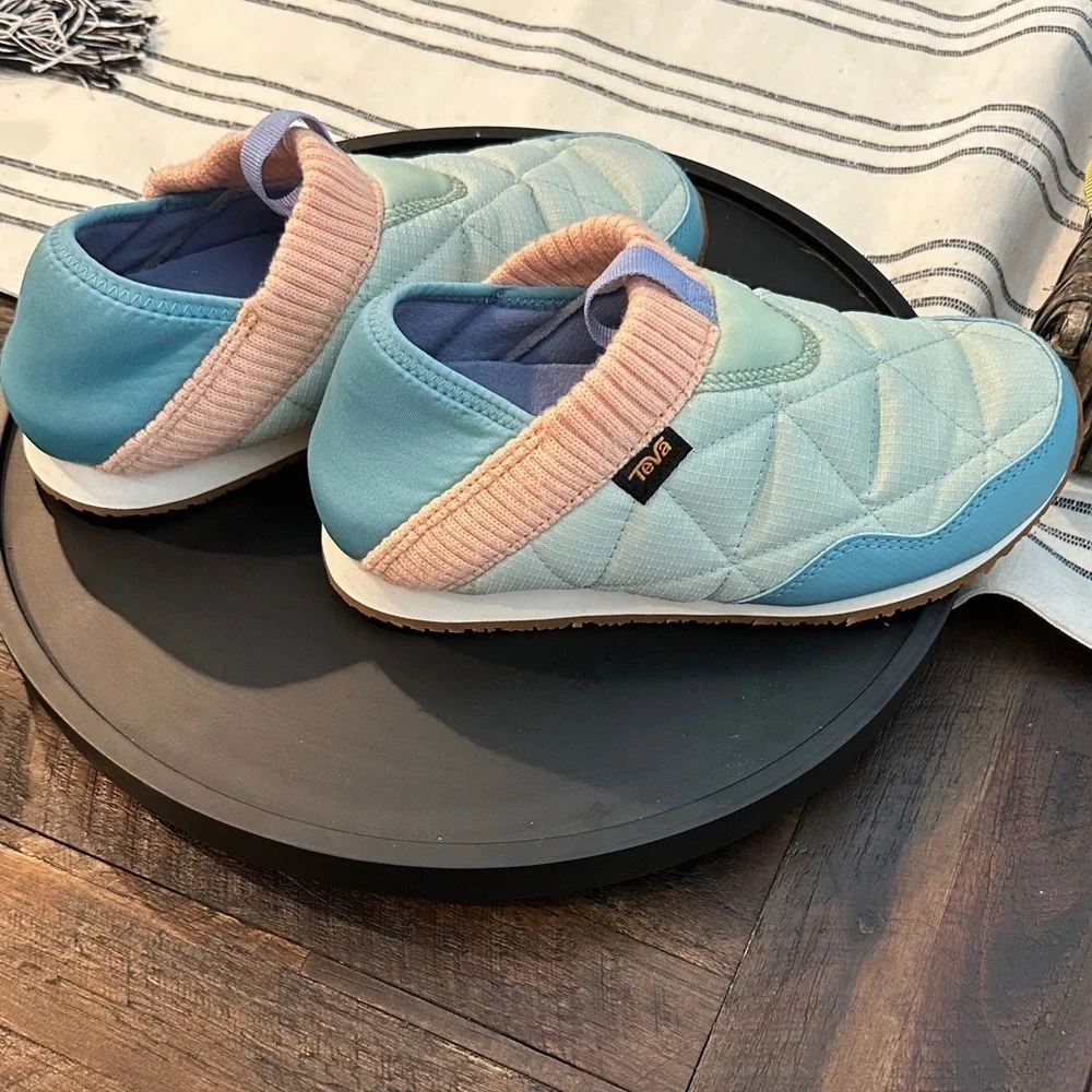 Teva Kids' Quilted Slip-On Shoes- Blue and Peach
